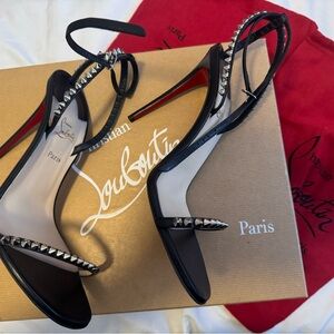 Christian Louboutin Black Stiletto Heels with Rhinestone Embellishments